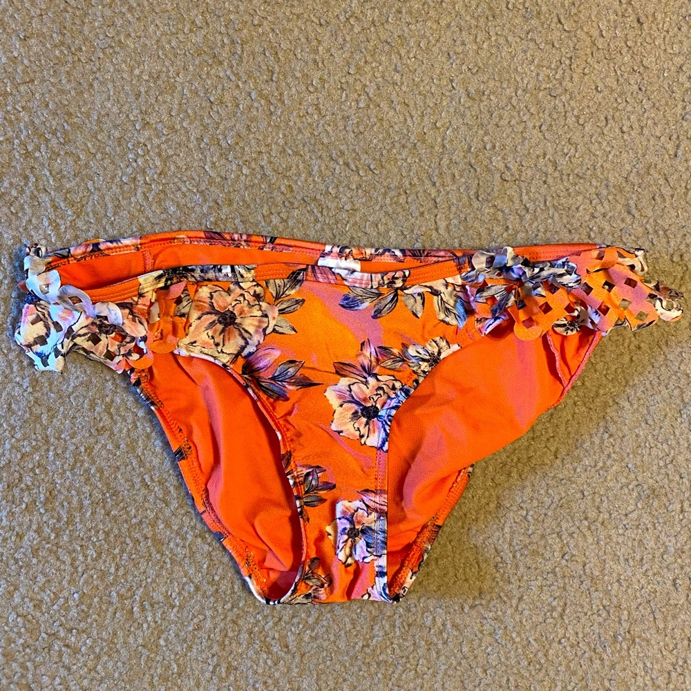 Floral orange swimsuit bottoms